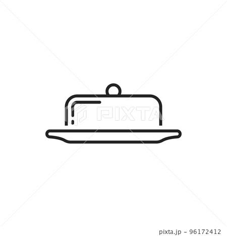 Butter dish vector thin line icon. Kitchen utensils, butter dish container 96172412