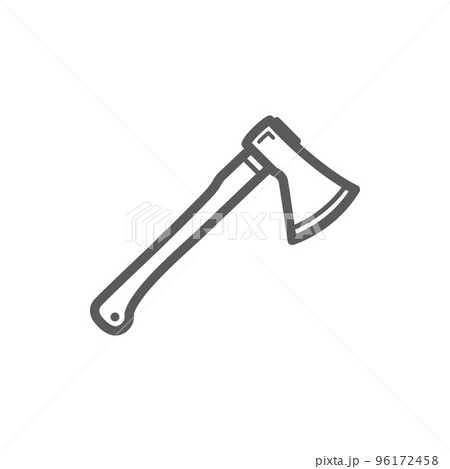 Single-bit felling axe isolated monochrome outline icon. Vector ax on handle, tool to split and cut wood. Harvest timber or weapon, ceremonial or heraldic symbol, linear repair tool with sharp blade Single-bit felling axe isolated monochrome outline icon. Vector ax on handle, tool to split and cut wood. Harvest timber or weapon, ceremonial or heraldic symbol, linear repair tool with sharp blade 96172458