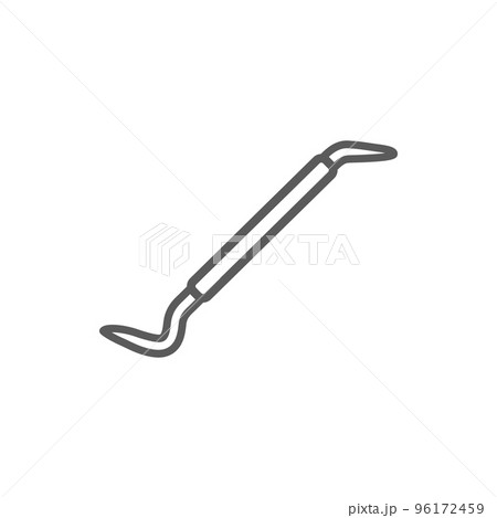 Crowbar isolated wrecking bar monochrome outline icon. Vector pinch-bar or prybar, prisebar or jimmy, gooseneck, or pig foot tool consisting of metal bar with single curved end, line art instrument 96172459