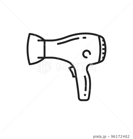 Hair dryer vector thin line icon. Household and personal care appliances Hair dryer vector thin line icon. Household and personal care appliances 96172482