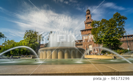 Castello Sforzesco square in Milan, Italy. Castello Sforzesco square in Milan, Italy. 96173296