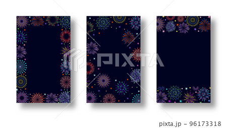 Fireworks frame set. Celebration fire firework...のイラスト素材 [96173318] - PIXTA