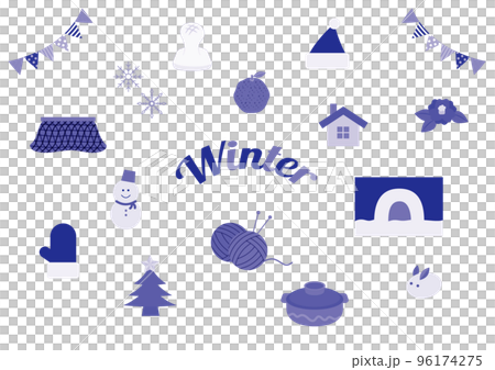 Set of flat and simple winter motifs 96174275
