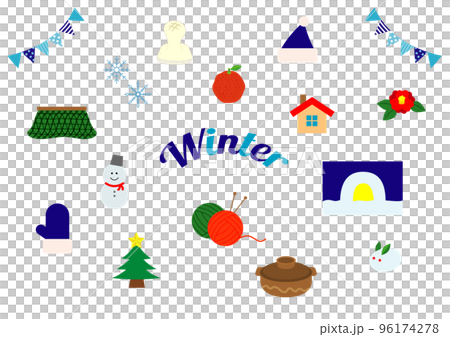 Set of flat and simple winter motifs 96174278