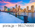 Boston skyline, financial district and harbor at sunrise 96174660