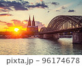 View on Cologne cathedral at sunset 96174678