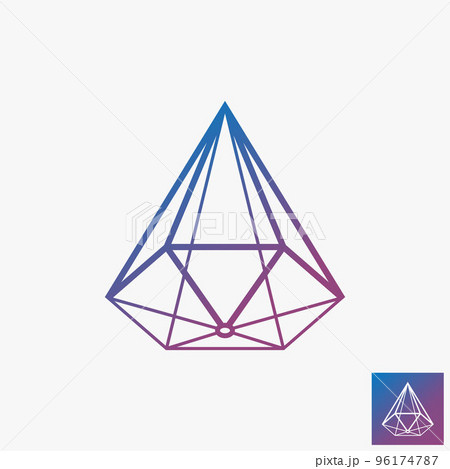 Simple and unique line shape octagonal or prism on 3D imagination image graphic icon logo design abstract concept vector stock. Can be used as symbol related to creative or mathematics 96174787