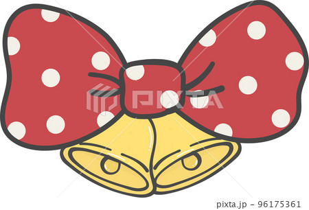 Christmas bell with polka dot bow cartoon doodle hand drawn 96175361