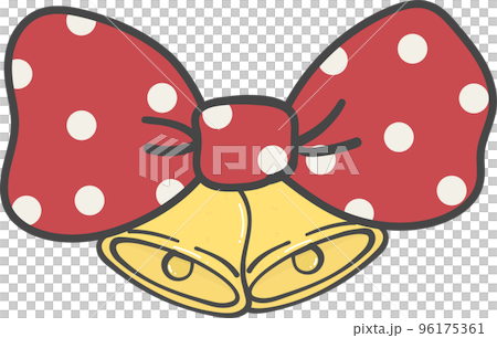 Christmas bell with polka dot bow cartoon doodle hand drawn 96175361