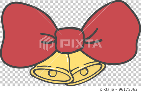 Christmas bell with red bow cartoon doodle hand drawn 96175362