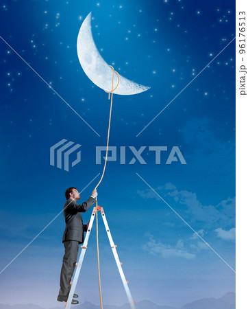 Businessman wants the moon Businessman wants the moon 96176513