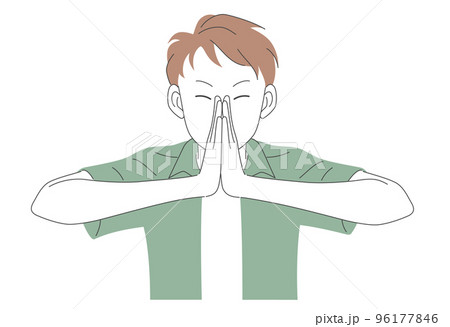 手を合わせてお願いをしている男性のイラスト素材のイラスト素材