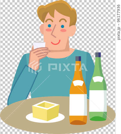 喜歡日本酒的外國人的上半身 96177936