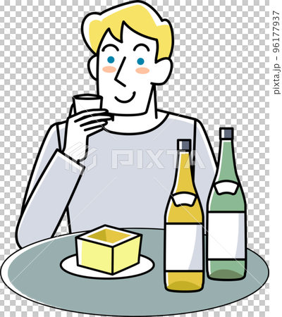 喜歡日本酒的外國人的上半身 喜歡日本酒的外國人的上半身 96177937