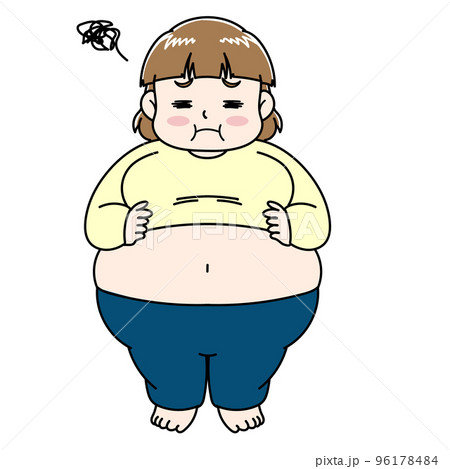 メタボに悩む女性のイラスト メタボに悩む女性のイラスト 96178484