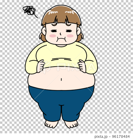 メタボに悩む女性のイラスト メタボに悩む女性のイラスト 96178484