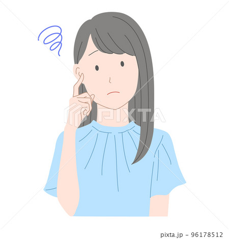 困った表情の女性のイラスト素材 96178512