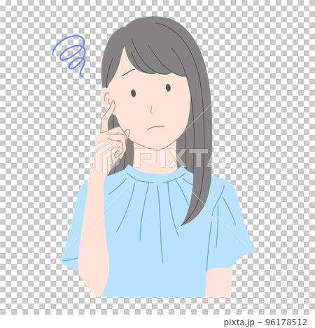 一個表情困擾的女人的插圖素材 96178512