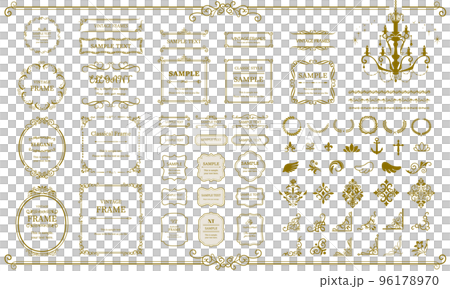 Set of classic vintage frames and vintage icons 96178970