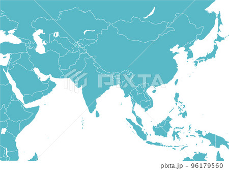 アジア全域の地図、国境線、アジア大陸 96179560