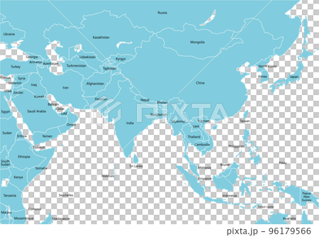 全亞洲地圖、國家邊界和英文國名 96179566
