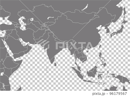 全亞洲地圖，邊界，單色 96179567