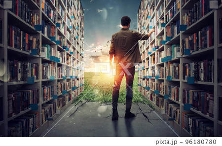 New hidden world behind the library. Books open the mind for imagination 96180780