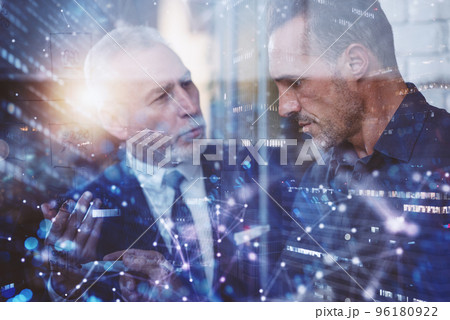 Business people work together. concept of teamwork, partnership and success. Double exposure Business people work together. concept of teamwork, partnership and success. Double exposure 96180922