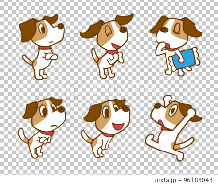 ジャックラッセルテリア犬　セット7　茶色線　(感激、困った、お辞儀、他) 96183043