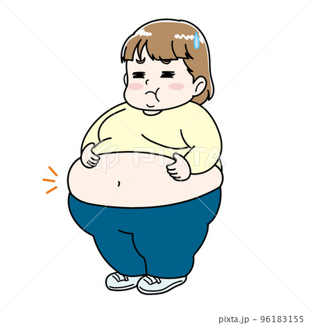 メタボ・肥満に悩む女性のイラスト 96183155