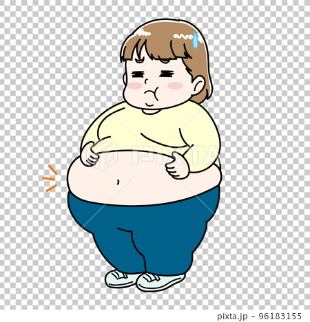 メタボ・肥満に悩む女性のイラスト 96183155