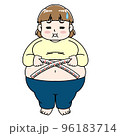 ウエストを測る女性のイラスト（ダイエット）  96183714