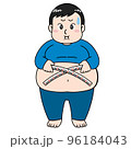 ウエストを測る男性のイラスト（ダイエット） 96184043