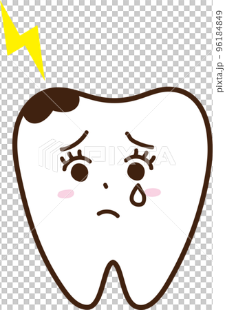 Tooth decay disease face anthropomorphic female facial expression pain sad tears Tooth decay disease face anthropomorphic female facial expression pain sad tears 96184849