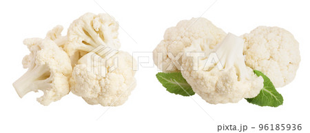 Piece of cauliflower isolated on white background macro. With 96185936