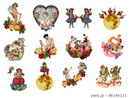 ビンテージコラージュ　バレンタインアイコン 96186111