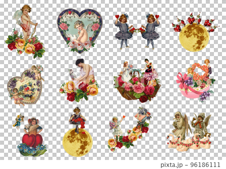 ビンテージコラージュ　バレンタインアイコン 96186111