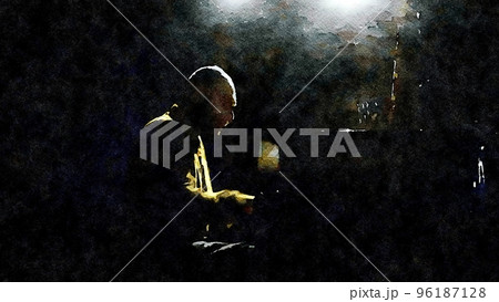 A musician plays his piano in the smoky atmosphere of a club. A musician plays his piano in the smoky atmosphere of a club. 96187128