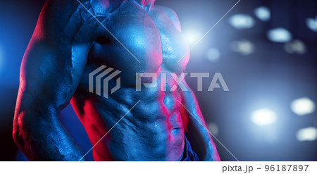 Muscular of a body building trainer man. Force, sport. 96187897