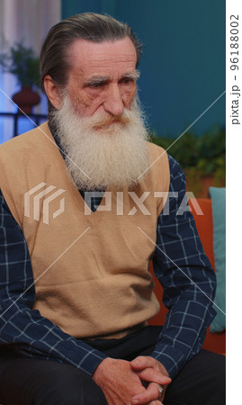 Senior man at home suffers from unfair situation problem, break up, depressed, feeling bad, burnout 96188002