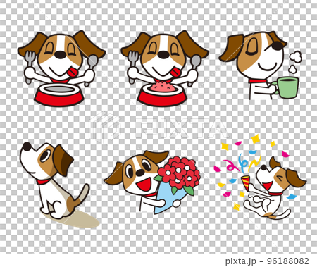 Jack Russell Terrier dog set 9 black line (itadakimasu, feast, bouquet, etc.) 96188082
