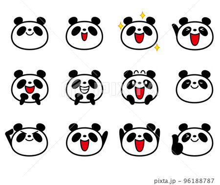 Simple panda face expression set 1 (smile,... - Stock Illustration ...