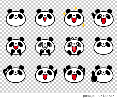 Simple panda face expression set 1 (smile, understand, like, etc.) 96188787