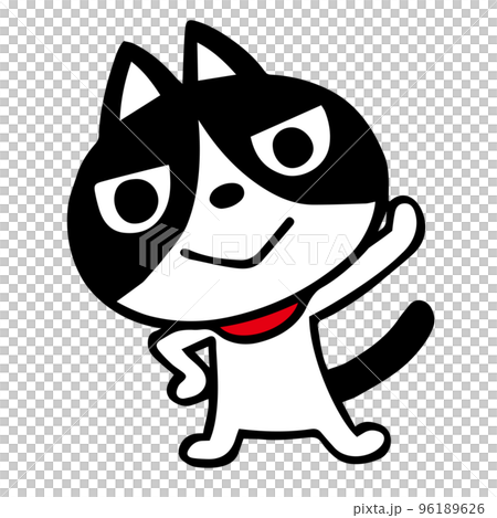 Hand-drawn Hachiware cat Pose to raise the left hand 96189626