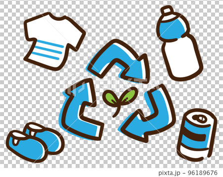 A deformed illustration that recommends recycling of used items and resources 96189676