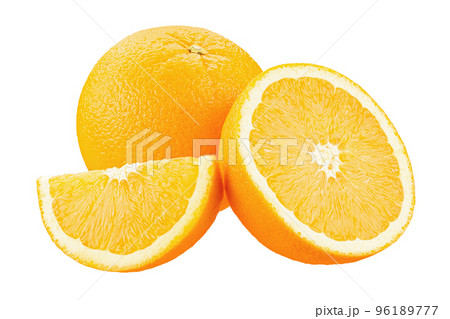 Orange fruit. Orange with cut in half slices isolate on white. Orange fruit. Orange with cut in half slices isolate on white. 96189777