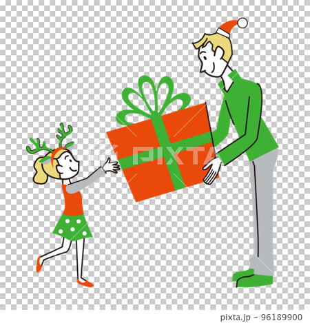 クリスマスプレゼントを貰う子供のイラスト素材 [96189900] - PIXTA