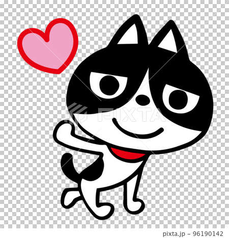 Hand-drawn Hachiware cat favorite pose 96190142