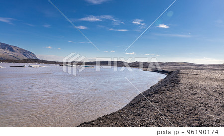Scenic lakes within Vatnajokull national park Iceland is within reach with short one hour hike 96190174