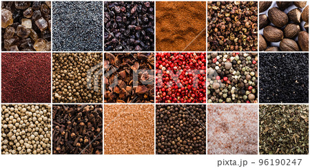 Spice and herbs background 96190247